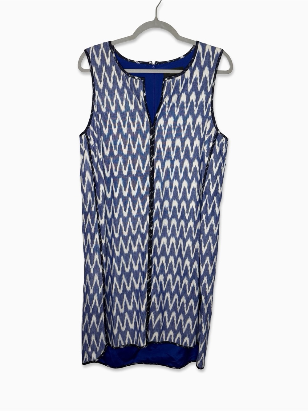 J. Crew Size 14 Blue and White Mini Shift Dress GUC